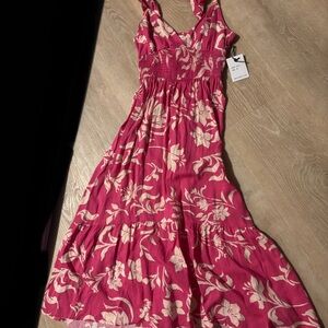 Japna Fuchsia Pink Floral Ruffle-Strap Maxi Dress